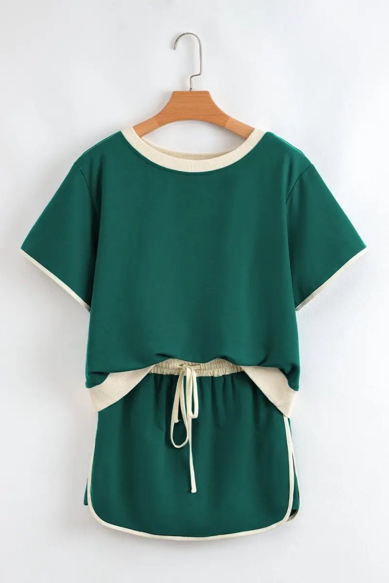 Activewear Love Salve Colorblock Set Women's Daily Wear T-Shirt & Skort Casual Summer Outfit