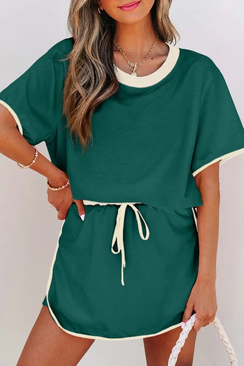 Activewear Love Salve Colorblock Set Women's Daily Wear T-Shirt & Skort Casual Summer Outfit