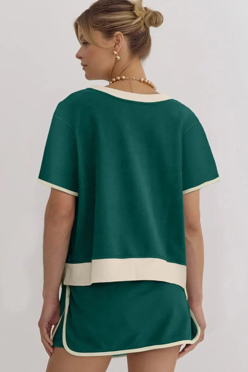 Activewear Love Salve Colorblock Set Women's Daily Wear T-Shirt & Skort Casual Summer Outfit