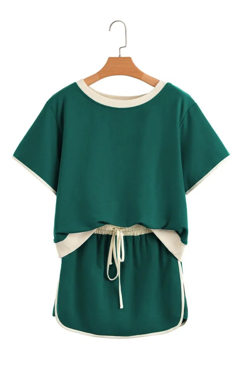 Activewear Love Salve Colorblock Set Women's Daily Wear T-Shirt & Skort Casual Summer Outfit