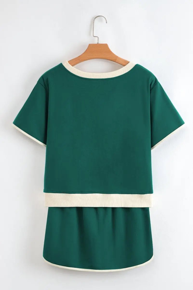 Activewear Love Salve Colorblock Set Women's Daily Wear T-Shirt & Skort Casual Summer Outfit