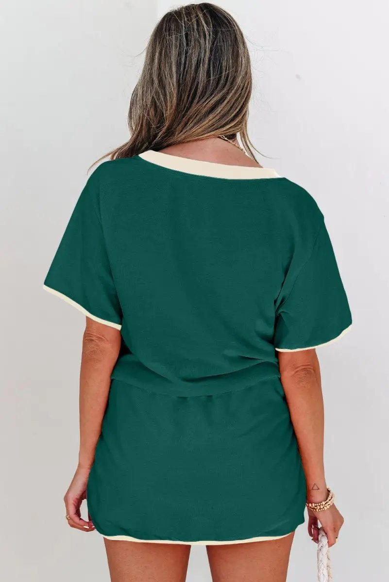 Activewear Love Salve Colorblock Set Women's Daily Wear T-Shirt & Skort Casual Summer Outfit