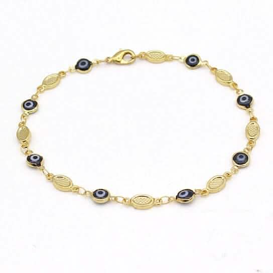 Evil Eye Anklet 10'' Blue High Polish