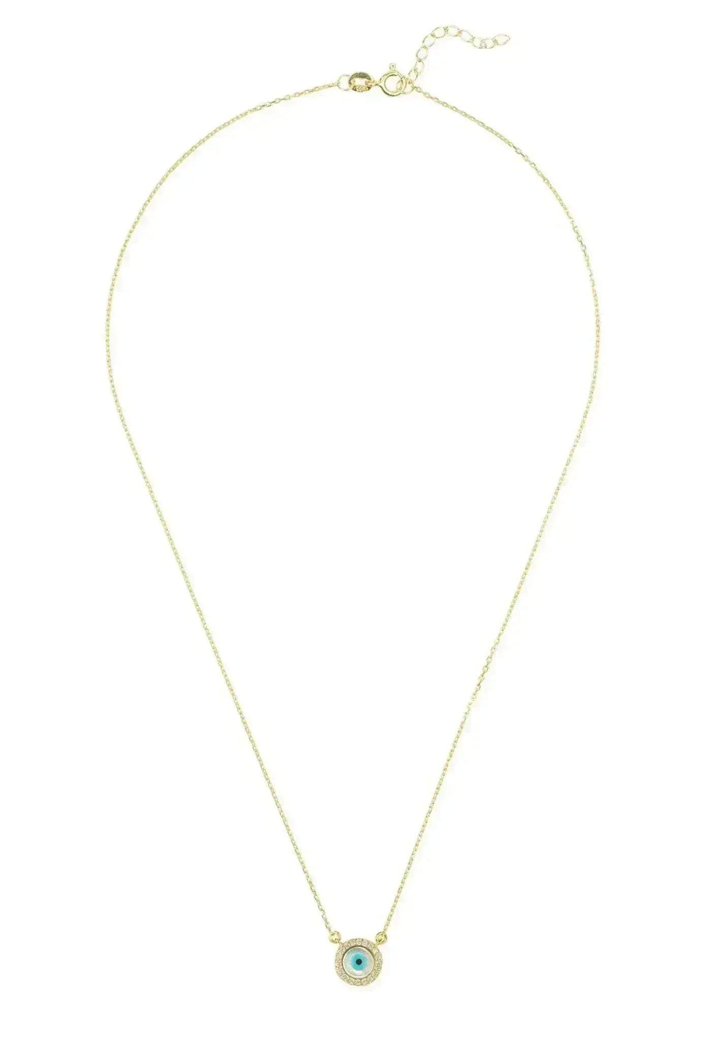 Evil Eye Mother Of Pearl Necklace Cz Gold