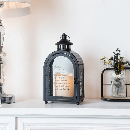11'' High Memorial Lantern With Automatic Timer(black)