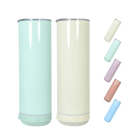 20oz Sublimation Macaroon Bluetooth Speaker Tumblers Stainless Double Wall Sublimation Skinny Straight Tumblers