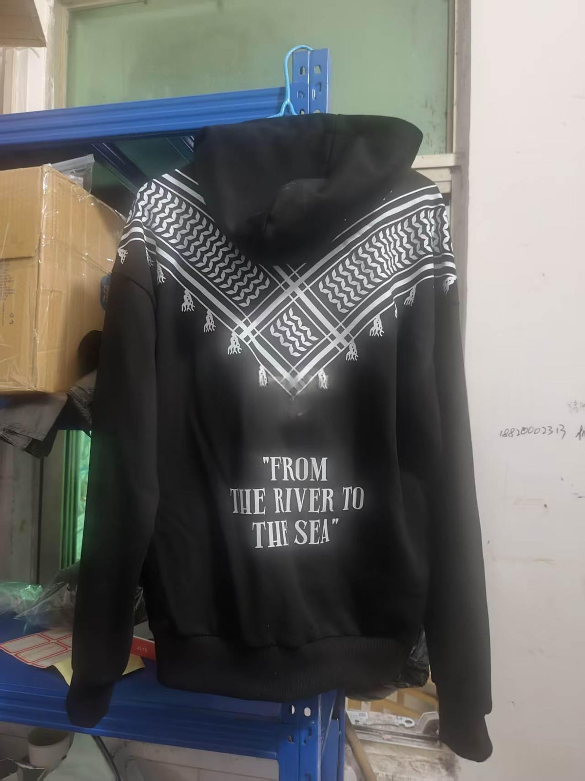 Solid-color Digital Letter-embossed Print Hooded Sweatshirt With Pockets
