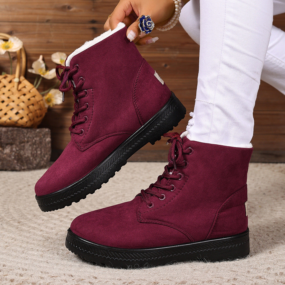 Women's Waterproof High-Top Cotton-Padded Snow Boots