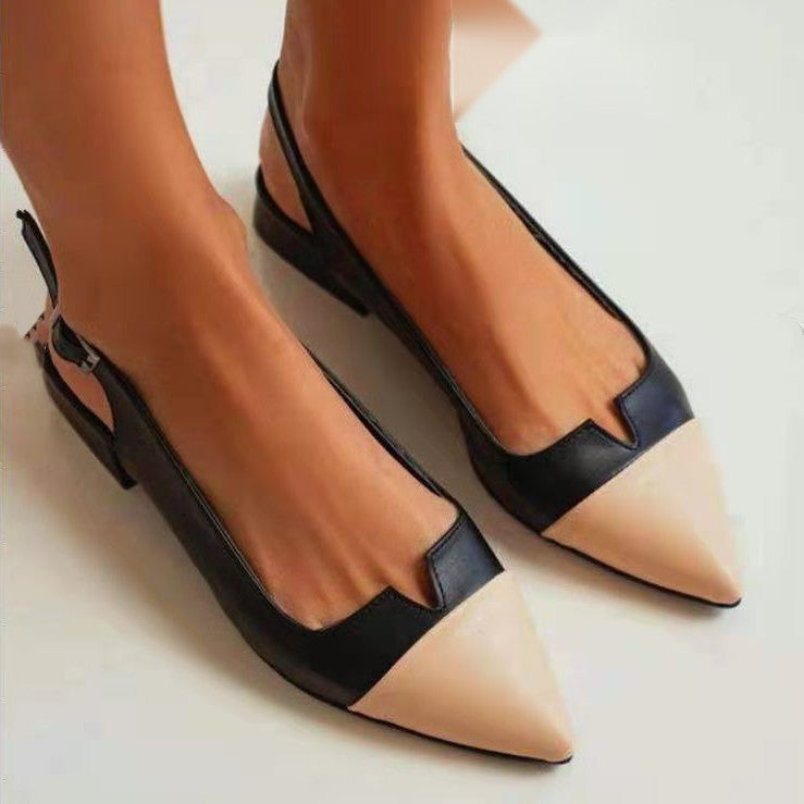 Women's Pointed-Toe Low-Heel Color Matching Flats