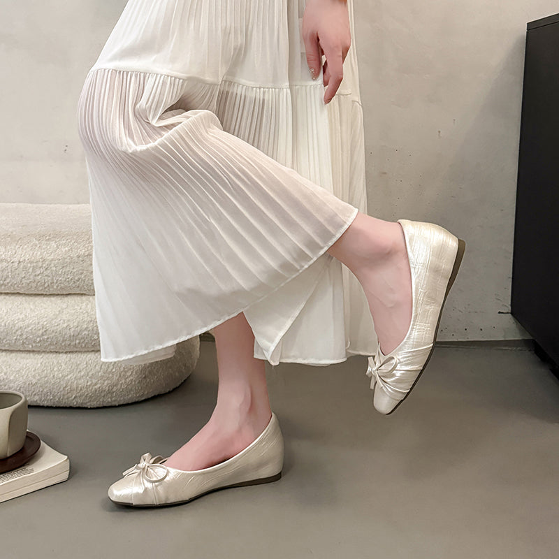 Low Cut Women Pumps Gentle Fairy Style Bow 2026 New Autumn Hidden Heel Evening Shoes Gorgeous Ballet Flats