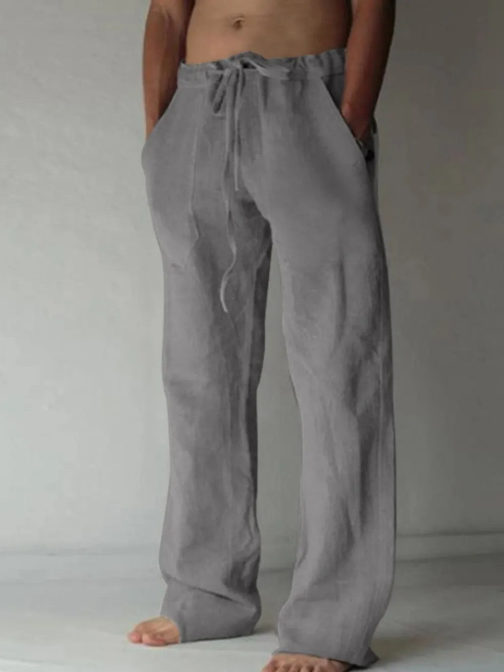 Pantalones de hombre de talla grande con cordón y corte holgado