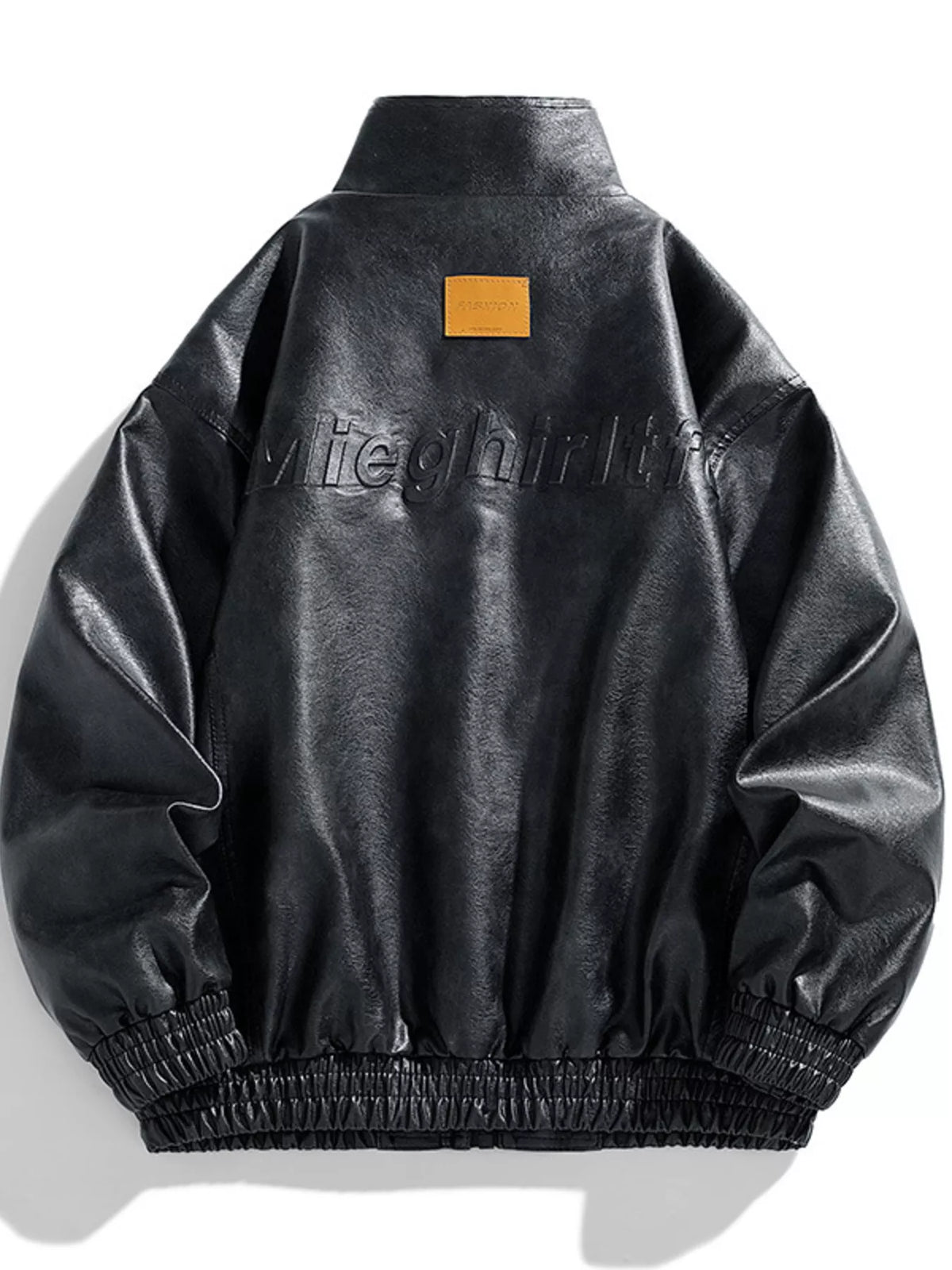 Men's Plus Size Leather Bomber Jacket