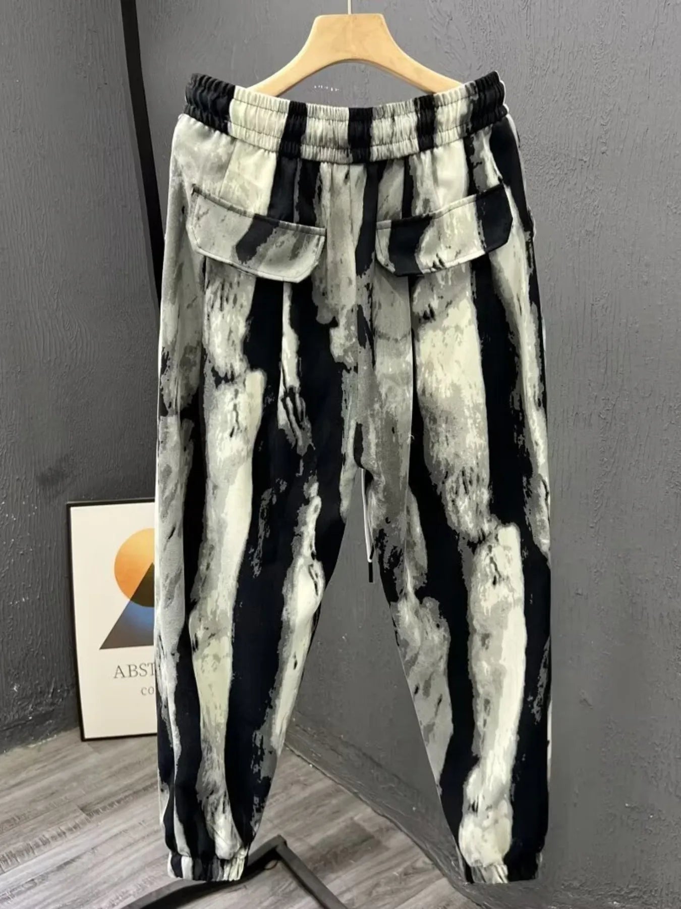 Pantalones deportivos para hombre de talla grande con cordón y bolsillos