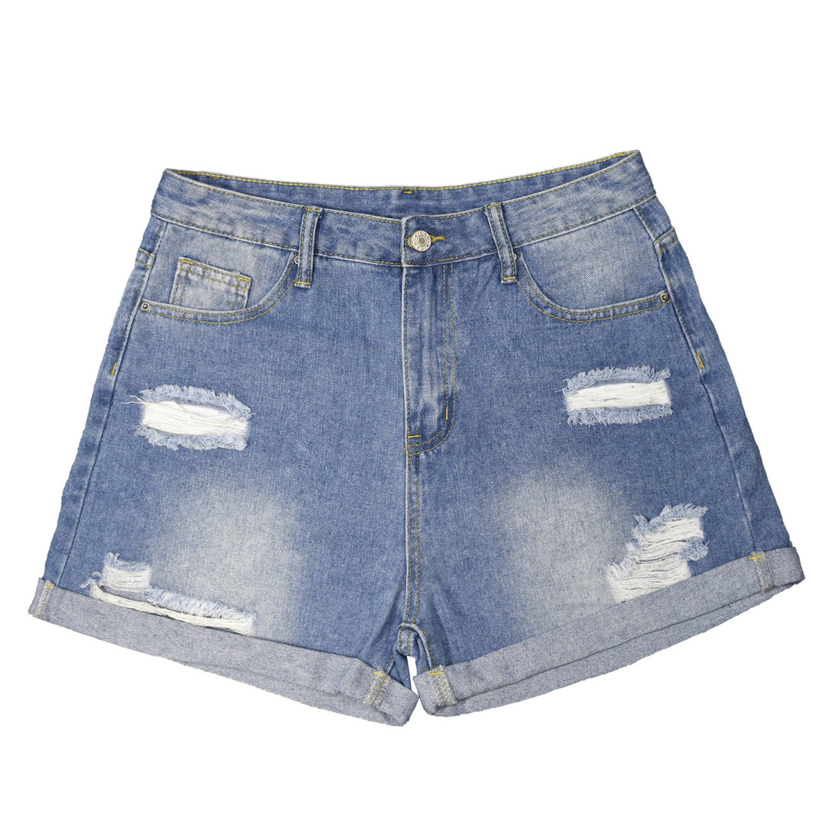 I Put a Spell On You Light Blue Denim Shorts with Dual Pockets Design