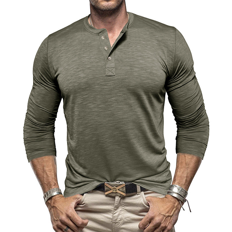 Men's Long Sleeve Henry Collar T-shirt