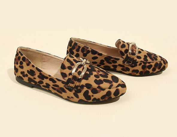 Women's Leopard Print Round-Toe Flats