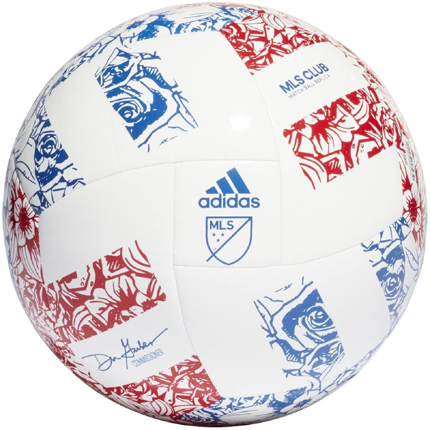 adidas Unisex-Adult MLS Club Soccer Ball White/Power Blue/Team College Red 5