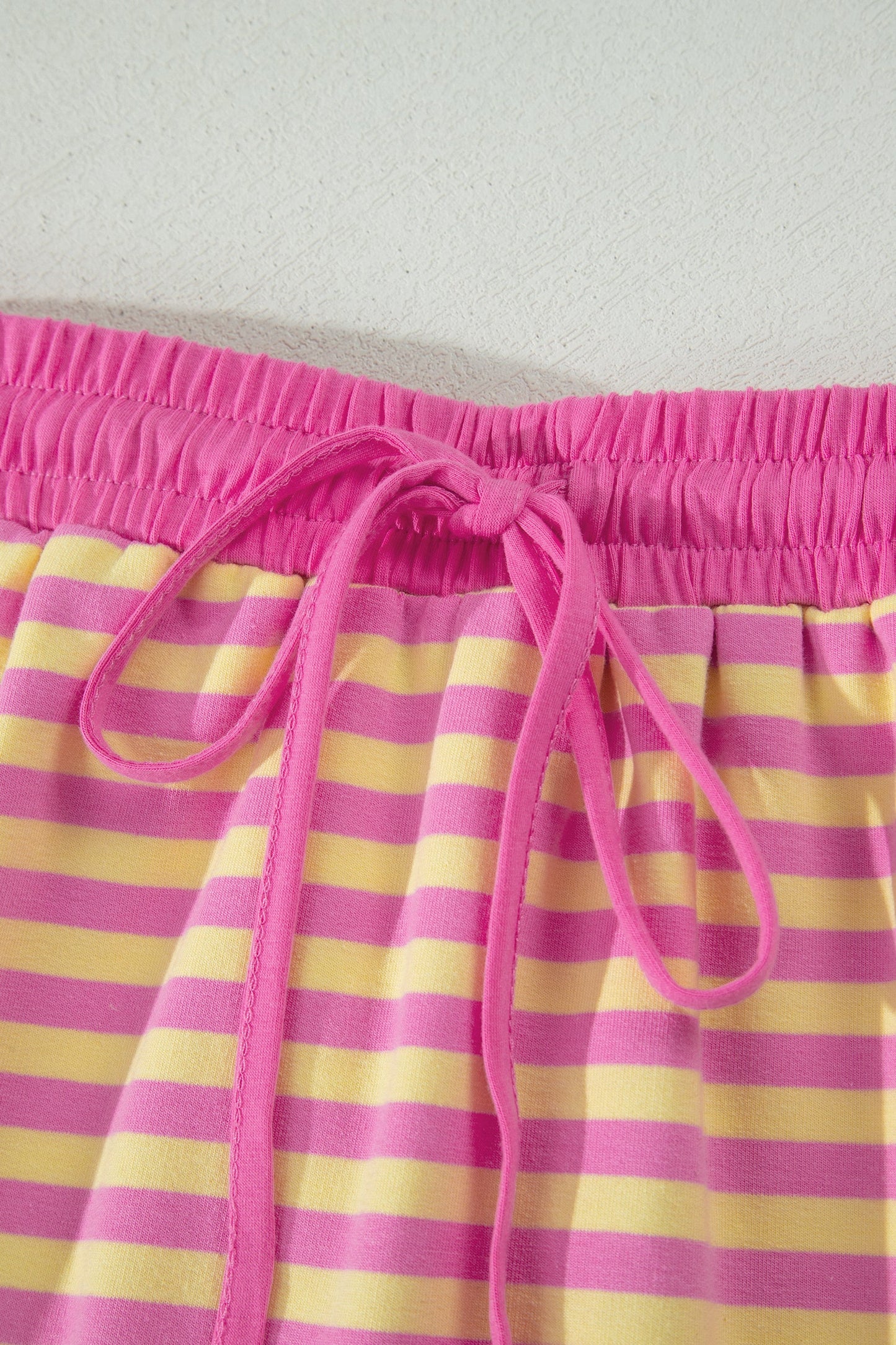 Pink Stripe Loose Short Sleeve Top and Skirt Set