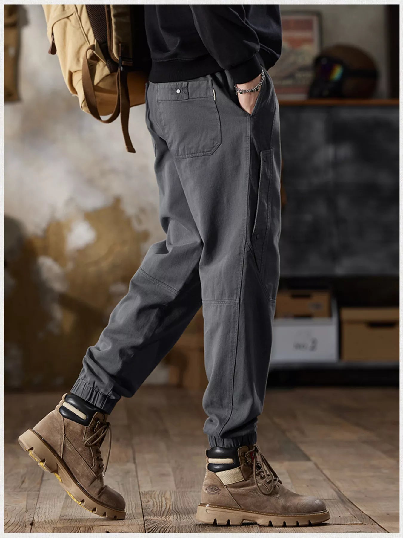 Pantalón Jogger Cargo Casual con Cordón Tallas Grandes para Hombre