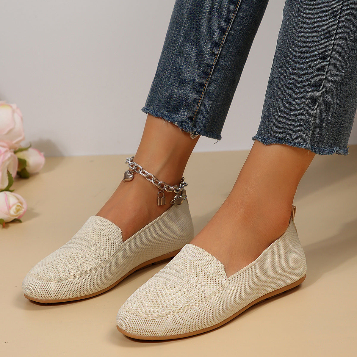 Mocasines Gommino Artesanales para Mujer – Zapatos Planos Casuales de Color Sólido