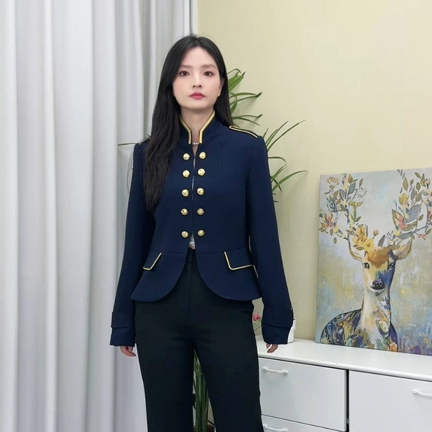 Pure-tail Gilded Double-breasted Epaulette Lightweight Coat