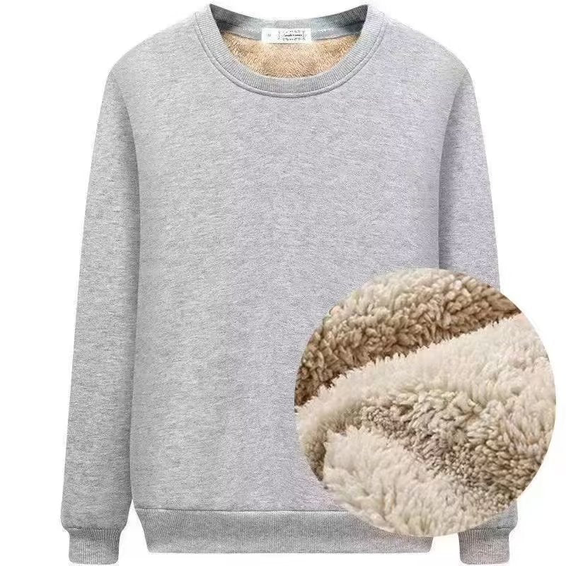 Amazon Cross-Border Dropshipping Autumn And Winter Sweatshirt Men's Velvet Round Neck Solid Color Loose Thermal Underwear Thick Foreign Trade Men's Clothing