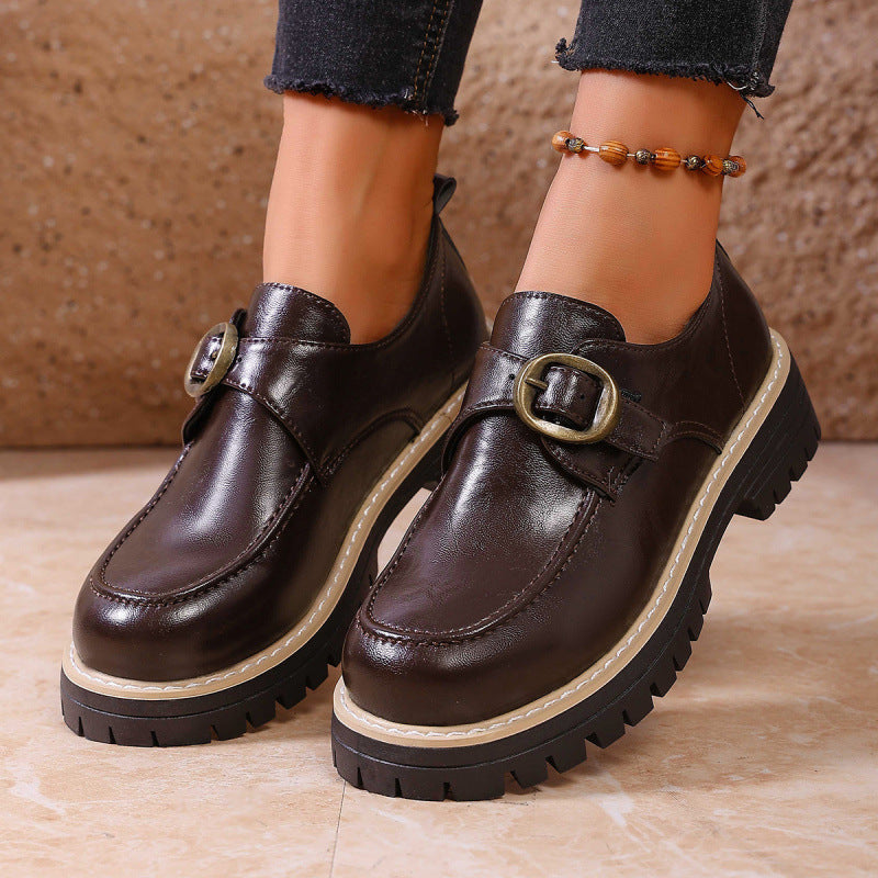 Women's Thick-Soled Buckle Loafers