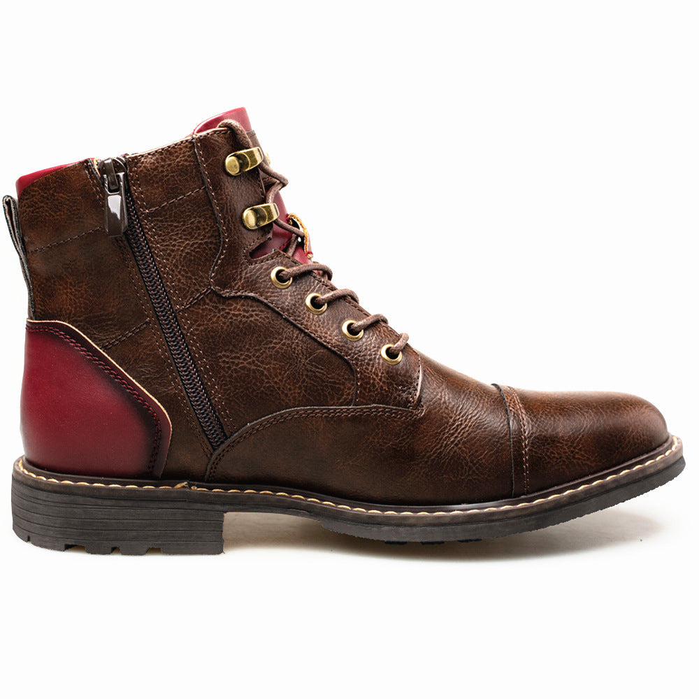 Men's Brown Zipper Tooling Martin Boots