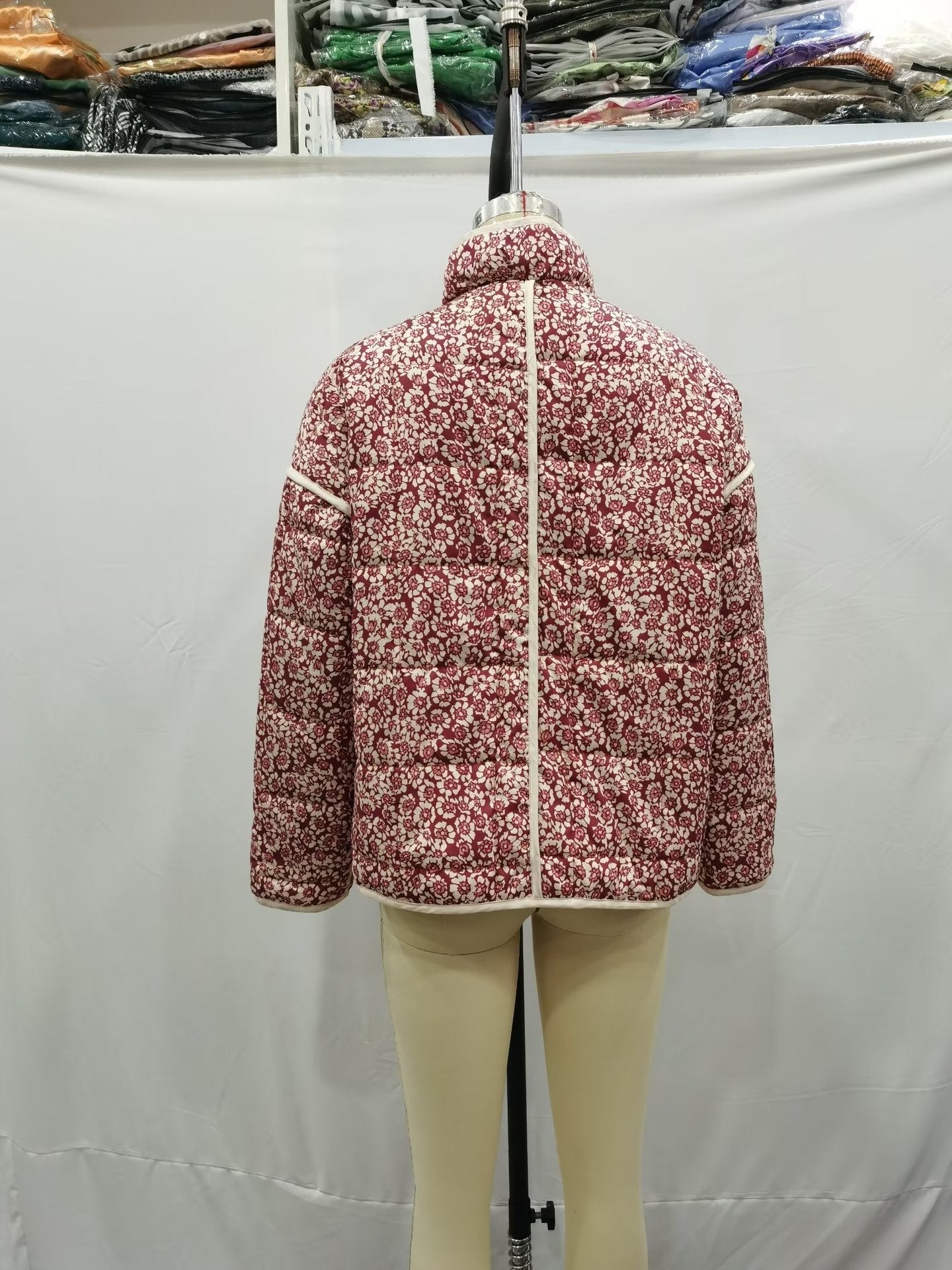 Plus Size Stand Collar Quilted Floral Cotton Coat Jacket Women See size chart under “more details”