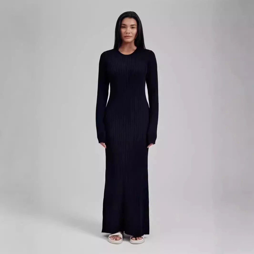 Figure-flattering Foreign Trade Thermal Base Long Sleeve Sweater Dress