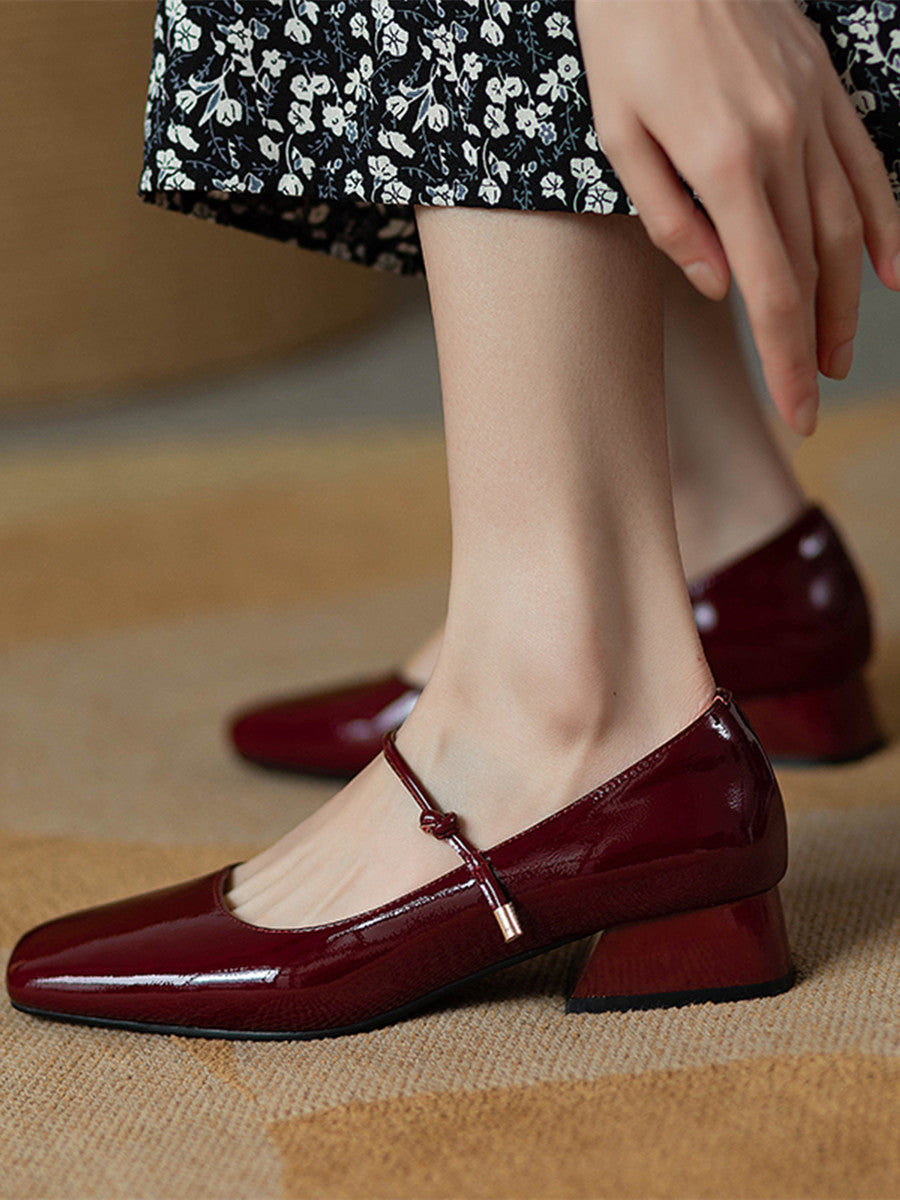 Women's Patent Square-Toe Heels