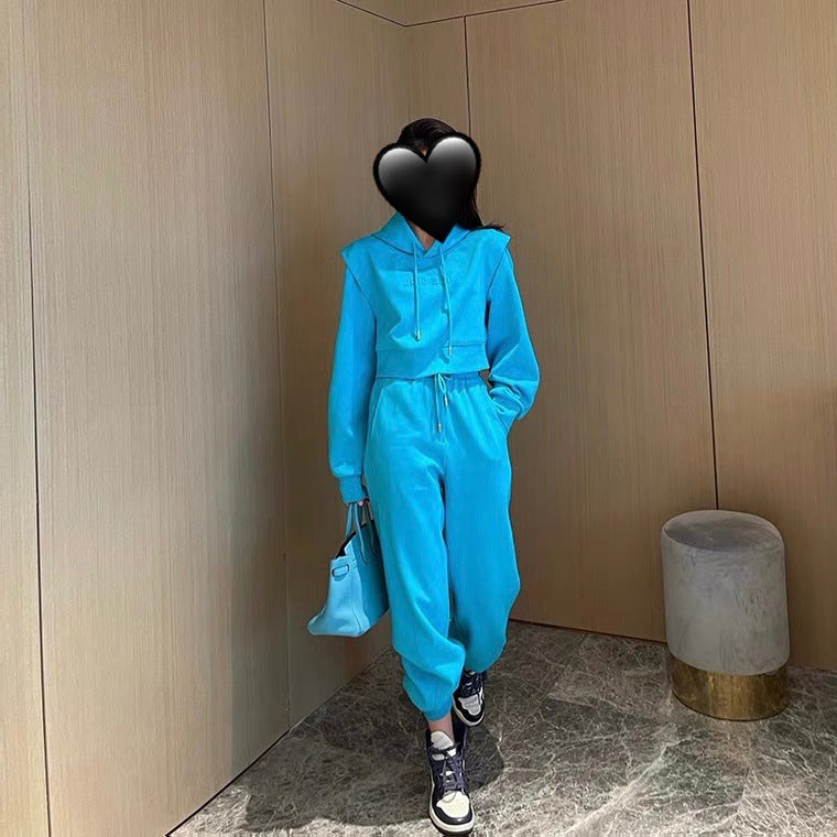 Hooded Sweater Waist Waist Casual Pants Sportswear Suit Women