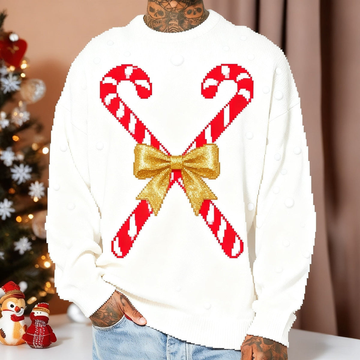 Mens Crew-Neck Sweatshirt With 3D Digital Print