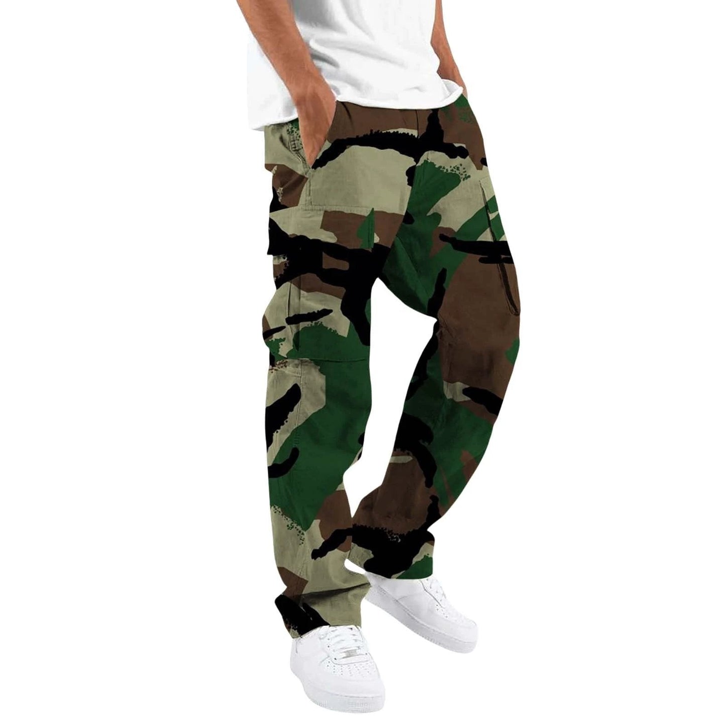 Fashion Camouflage cargo Men's Printing Fashion Outdoor Overalls Straight Rope Overalls Men's Clothing Men's Pants Casual