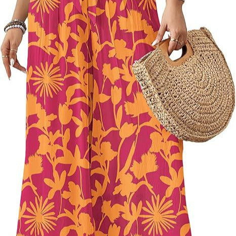 Women's Tropical Design Flowing Wide Leg Summer Pants