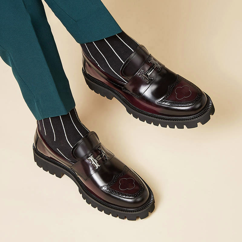 Men's Slit Beads Matte Craft Leather Shoes