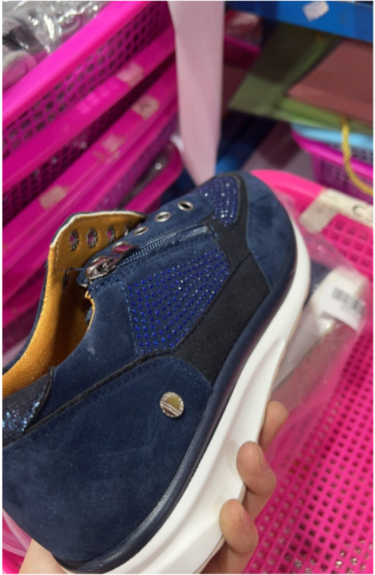 Women's Thick Bottom Rhinestone Sneakers