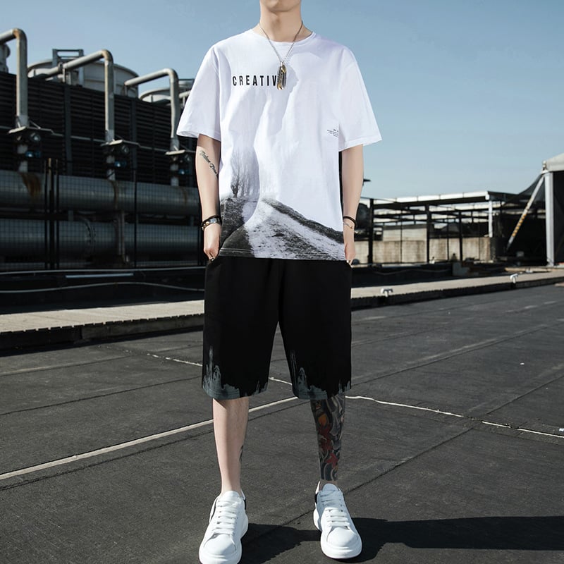 Men's Loose Ice Silk Half Sleeve T-shirt