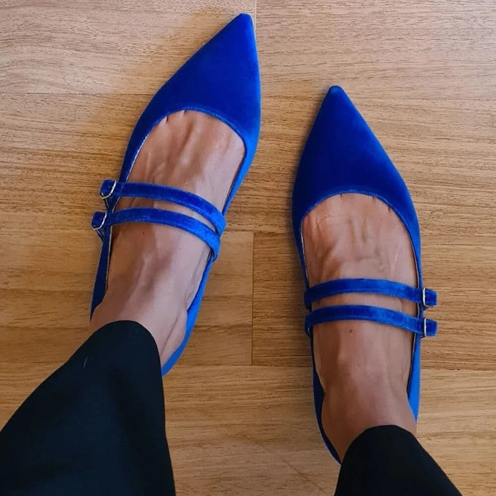 Women's Pointed-Toe Buckle Flats
