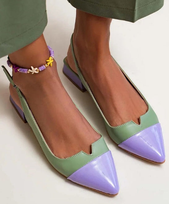 Women's Pointed-Toe Color Block Low-Heel Flats