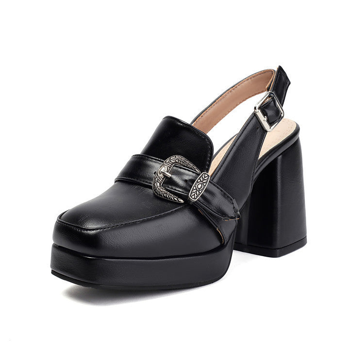 Women's Square-Clip Single-Strap Preppy Heels