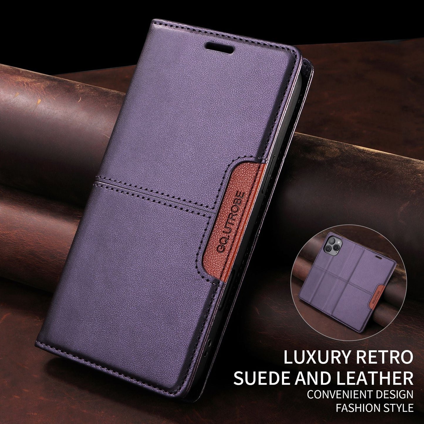 Anti-theft Card-Slotted Business Leather Case Light Luxury Skin-Feel Phone Case