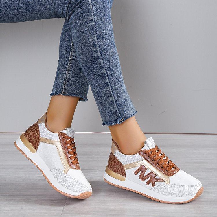 Women's Fashion Casual Printing Lace-Up Round-Toe Sneakers