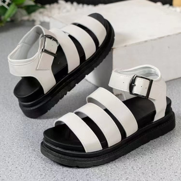 Thick Bottom Strap Buckle Round-Toe Outdoor Beach Sandals