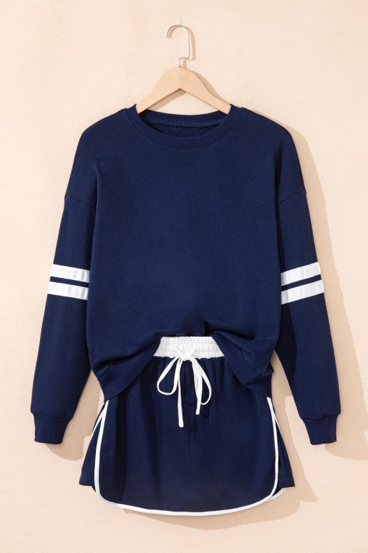 Conjunto de jersey y minifalda Varsity Stripe