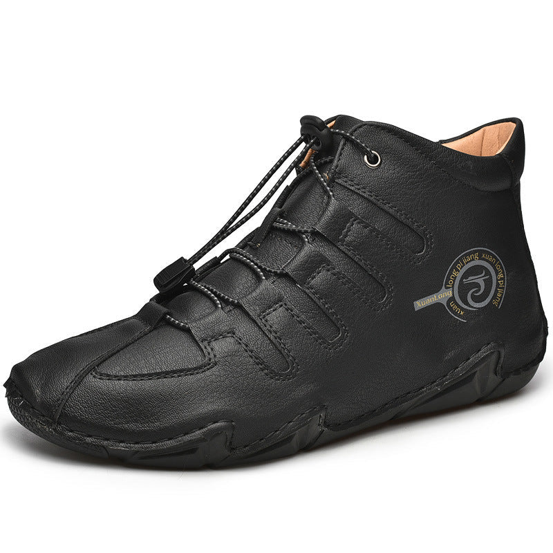 Warm Plush Outdoor Large Size Men's Leather Boots