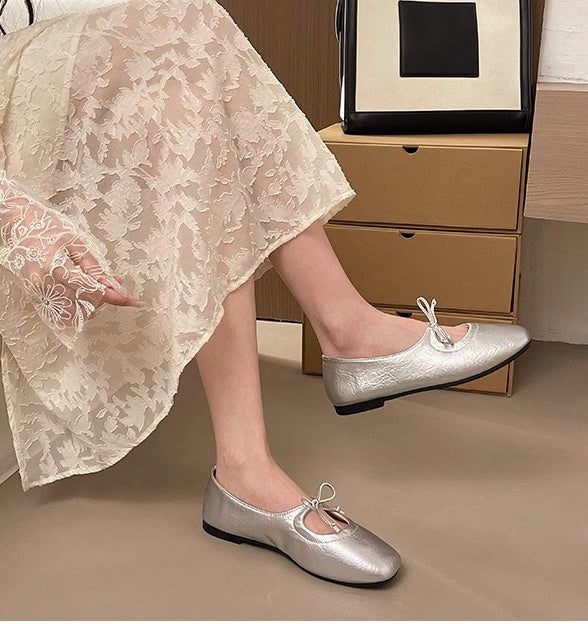Flat French Gentle Wanwan Shoes For Women, 2026 New Spring Soft Sole Versatile Grandma Flats, Ladies Dress Shoes For Matching Dresses