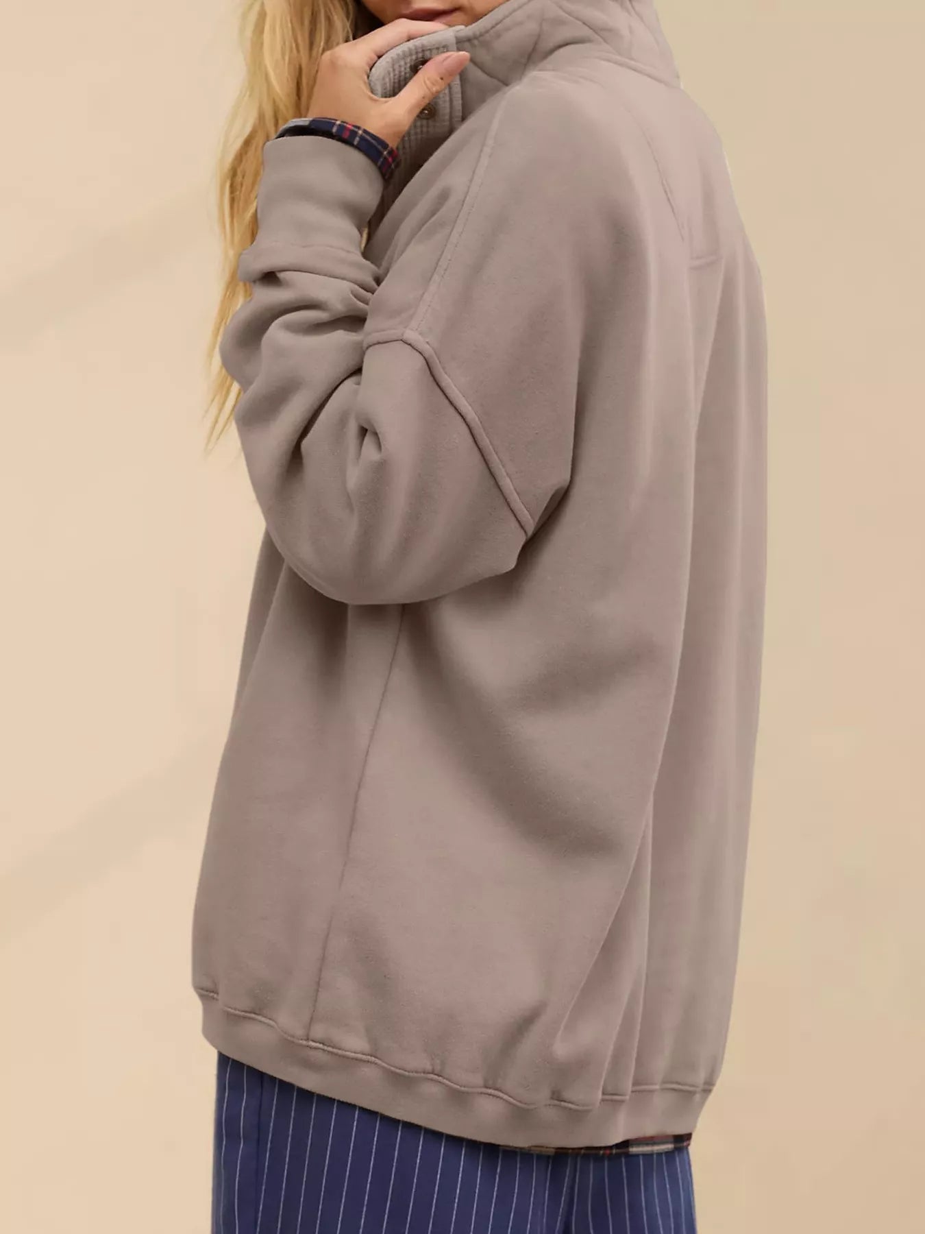 Half Snap Dropped Shoulder Sweatshirt
