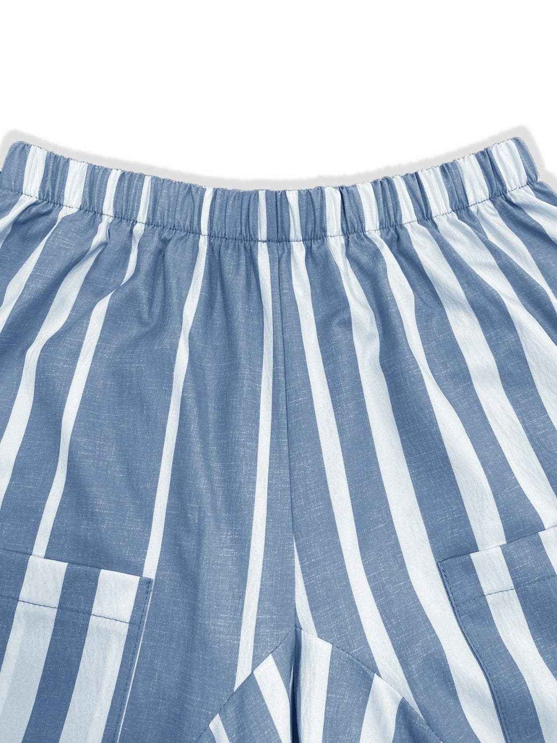 Pantalones de pierna ancha con elástico a rayas en la cintura