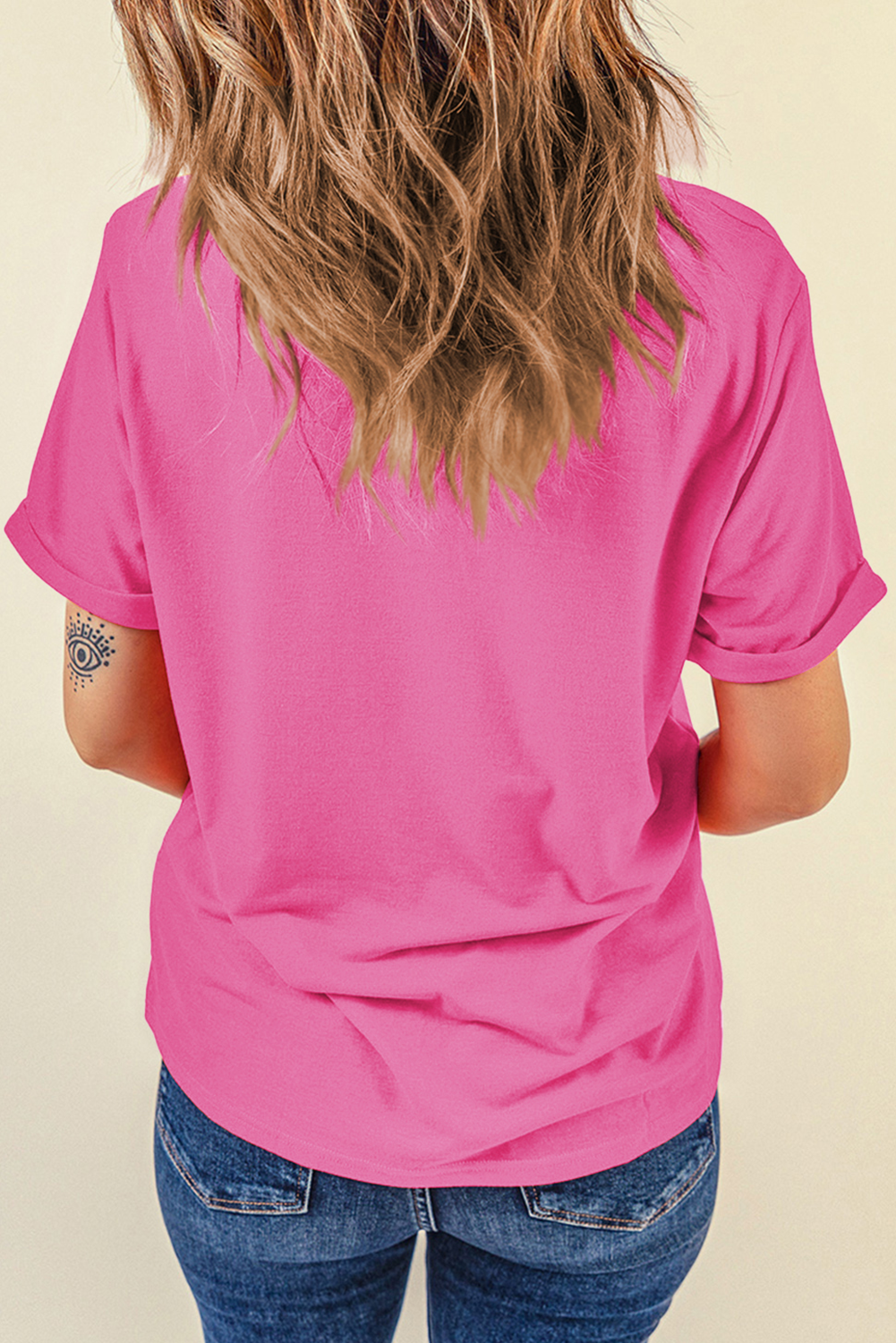 Camiseta gráfica de cuello redondo Rose Red Lets Rodeo
